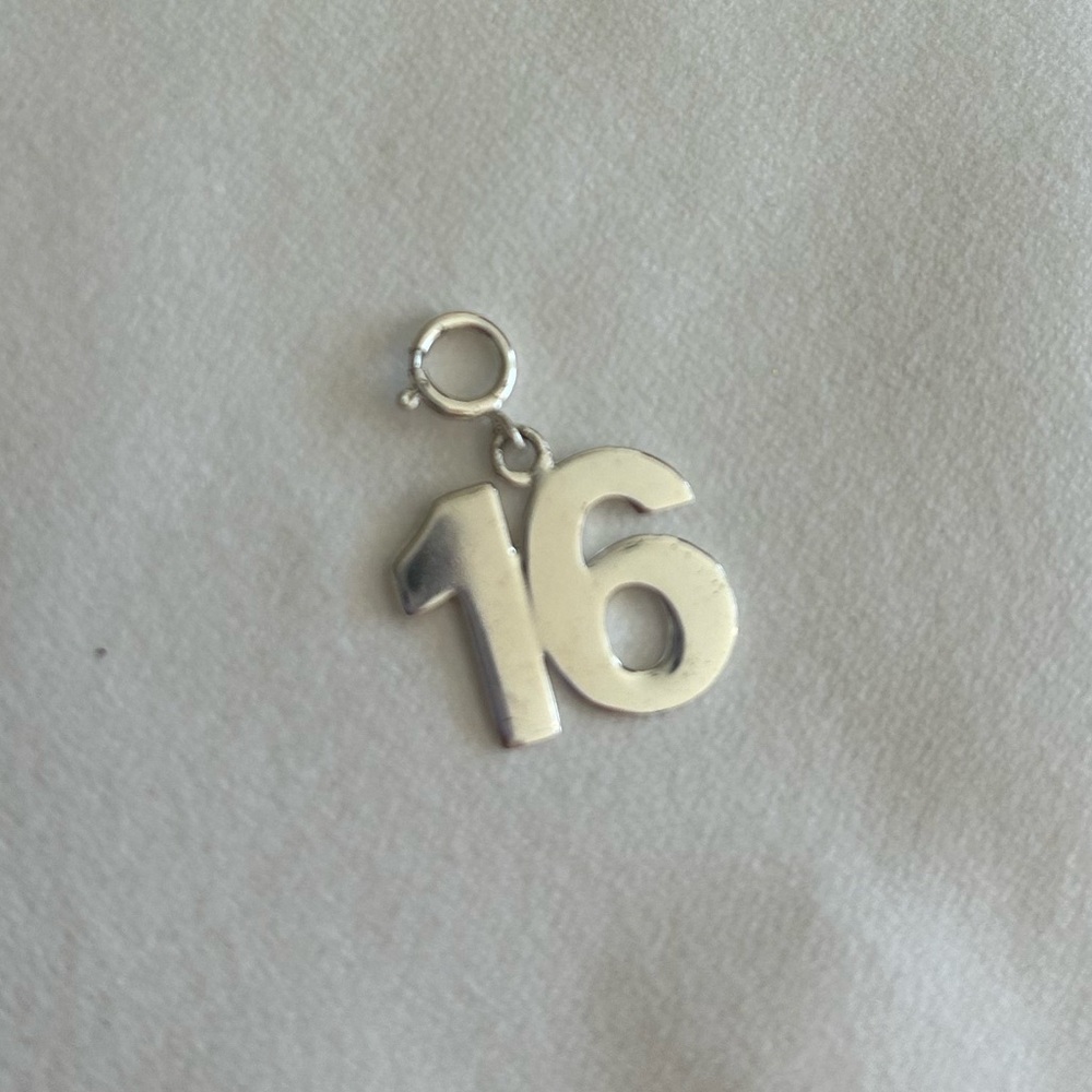 Sterling Silver Number 16 Charm Pendant